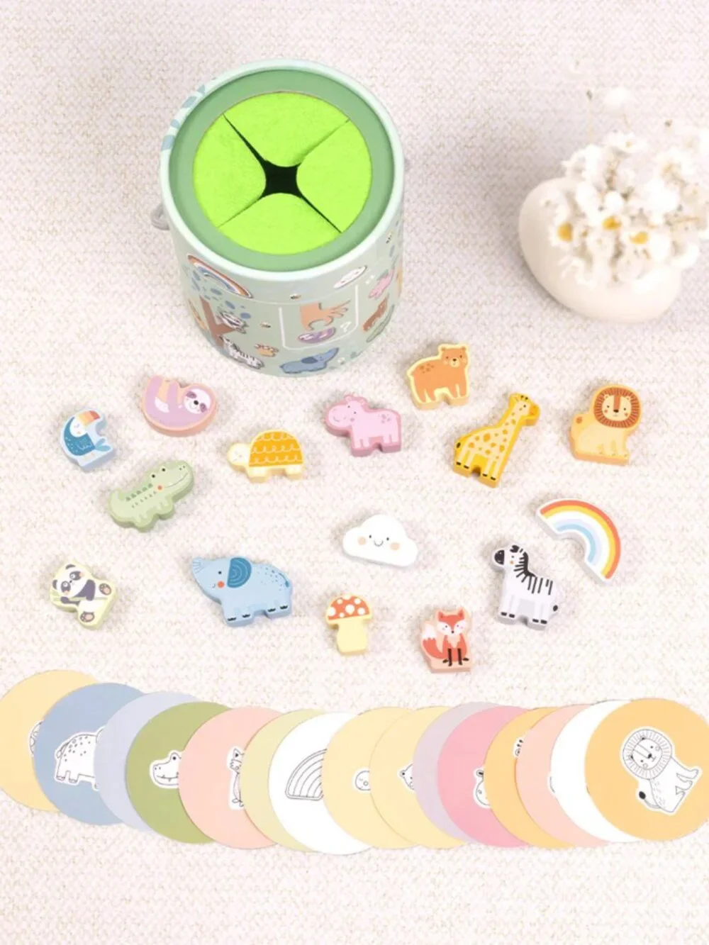 Tooky Toy Wooden Animal Matching Memory Game Montessori Toddler Toy